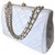 Rare sac à main Chanel fermoir caviar blanc vintage Cuir  ref.192964