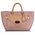 Mulberry Pink Ostrich-Trimmed Willow Tote Bag Brown Beige Leather Exotic leather Pony-style calfskin  ref.193356