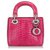 Dior Pink Mini Python Lady Dior Handbag Leather  ref.193357