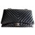 Timeless Chanel schwarzer Lack Chevron Jumbo Flap Bag Lackleder  ref.194200