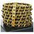 Chanel Gold Plated Woven Leather 7 Ring Cuff Bangle Black Golden Gold-plated  ref.194346