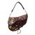 Dior Rare Brown Leather Flower Embroidery Saddle Shoulder Bag  ref.194454