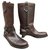 Fendi p boots 39,5 new condition Dark brown Leather  ref.194694