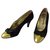 Vintage Chanel silk court shoes Black Leather  ref.194706