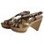 PRADA wedge sandals Metallic Leather  ref.194708