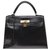 Hermès Kelly 28 en cuir box noir, garniture en métal plaqué or  ref.195038