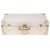 Superb & Rare Hermès Bi-Material starrer Koffer aus Segeltuch und weißem Leder, Messingverkleidung Leinwand  ref.195069