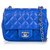 Chanel Blue Classic Mini Square Lammfell Leder Single Flap Bag Blau  ref.195330