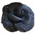 Chanel Camelia Broche Negro Azul marino Tweed  ref.195528