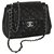 Timeless Chanel Bolso grande con solapa acolchada Negro Cuero  ref.195903