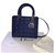 Dior Lady Dior Medium Bag Blue Dark blue Patent leather  ref.196114