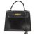 Hermès Vintage Kelly 25 em couro de caixa preta. Preto  ref.196610