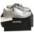 Chanel Sneakers Silver for women , taille 37,5 new! Silvery Leather  ref.197196