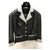 CHANEL Black Silver Leather CC Logo Buttons Jacket Sz.36 Silvery  ref.197374