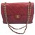 Chanel Timeless gefütterte Seitentasche aus rotem gestepptem Lammfell.  ref.197421