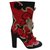 Dolce & Gabbana Bottines Cuir Noir Rouge Doré  ref.197462