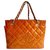 Trendy CC CHANEL Quilted Patent Leather Chain Hand Bag Orange  ref.198268