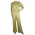 Moncler Gold Metallic Crewneck Long Sleeved Sweatshirt & Pants set Maglia Tricot Girocollo Golden Cotton Viscose  ref.198467