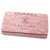 Chanel Pink Deauville Lange Brieftasche Weiß Leinwand Tuch  ref.198928