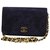 Wallet On Chain Chanel handbag Blue Suede  ref.199082