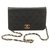 Wallet On Chain Chanel Flap Bag Negro Cuero  ref.199109