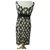 Diane Von Furstenberg Vestido vintage con estampado de palma DvF Negro Crudo Seda  ref.199547