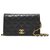 Wallet On Chain Chanel CLASSIC WOC SCHWARZ Golden Leder Metall  ref.201096