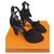 Hermès Hermes Nina sandales noires talons chaussures EU38. 5 Suede  ref.201113