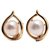 Autre Marque Yellow Gold Earrings and White Cultured Pearls 7x 8MM Eggshell  ref.202580