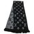 Sciarpa Louis Vuitton Logomania Shine nera Black Silk Polyester Wool  ref.202595