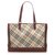 Burberry Brown Nova Check Canvas Tote Bag Red Beige Leather Cloth Pony-style calfskin Cloth  ref.202807