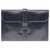Très belle Pochette Hermès Jige en cuir box marine Bleu Marine  ref.202865