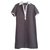 Elena Miró 100% Leinen-Taupe-Kleid mit kontrastierendem weißen Kragen  ref.203518