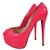 CHRISTIAN LOUBOUTIN Lady Peep Patent Fluorescent Pink Peep Toe Pumps - Eu 38.5 Leather  ref.203849