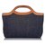 Burberry Blue Denim Handbag Brown Leather Pony-style calfskin Cloth  ref.203928
