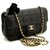 CHANEL Camellia Chocolate Bar Chain Shoulder Bag Black Quilted Leather  ref.204018