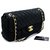 CHANEL calf leather Sparkle Leather Chain Shoulder Bag Black Quilted  ref.204104