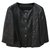 $9675 CHANEL Black Lambskin Camellia CC Logo Buttons Jacket Sz.36 Leather  ref.204147