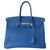 Hermès Bolsa HERMES BIRKIN 35 ZANZIBAR BLUE Azul Couro  ref.204192
