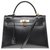 Splendid Hermès Kelly 32 black box leather shoulder strap, gold-plated metal trim in superb condition!  ref.204291