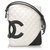 Chanel White Cambon Bolsa Transversal Preto Branco Couro  ref.204336