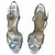 Christian Louboutin Silver leather wedge sandals Silvery  ref.204453