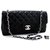 CHANEL Silver Hw Single Flap Chain Shoulder Bag Black Quilted Lam Leather  ref.204915