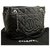CHANEL Classic Double Flap 10" Chain Shoulder Bag Black Lambskin Leather  ref.204929