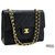 Chanel 2.55 Borsa a tracolla a catena classica con patta foderata nera Nero Pelle  ref.204936