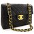 Chanel Jumbo 13"Maxi 2.55 Bolso de hombro con cadena de solapa Piel de cordero negra Negro Cuero  ref.204948
