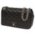 Chanel Matelasse W Klappenkette Damen Umhängetasche schwarz x silber Hardware Kalbähnliches Kalb  ref.205002