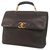 Chanel coco marca maleta bolsa de negócios preto x ouro hardware  ref.205010