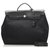 Hermès Hermes Black Canvas Herbag MM Satchel Leather Cloth Pony-style calfskin Cloth  ref.205412