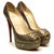 Christian Louboutin python Lady Peep heels Golden  ref.205759